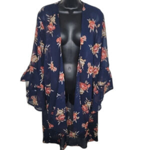 Live 4 Truth chiffon floral bell sleeve kimono topper 1x